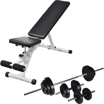 vidaXL Posilovací lavice se sadou činek barbell a dumbbell 30,5 kg [275351]