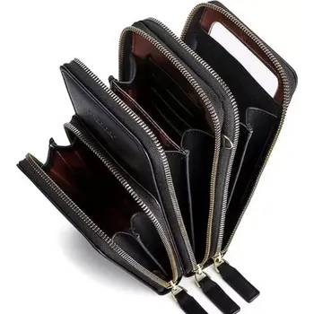 Kabelka Dámská peněženka s pouzdrem na telefon FOREVER RO98B (Dámská černá taštička s pouzdrem na telefon, doklady, drobnosti)