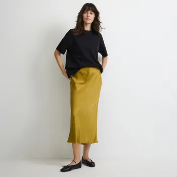 Dámská sukně Reserved - Saténová midi sukně - světle olivová - 996EV-81X - 996EV-81X-M