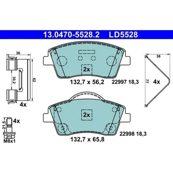 Brzdová destička Sada brzdových destiček, kotoučová brzda ATE 13.0470-5528.2
