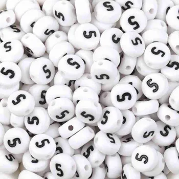 Dětské navlékací korálky Pro Háčkování Korálek - bílá lentilka s číslem 5, 10 ks