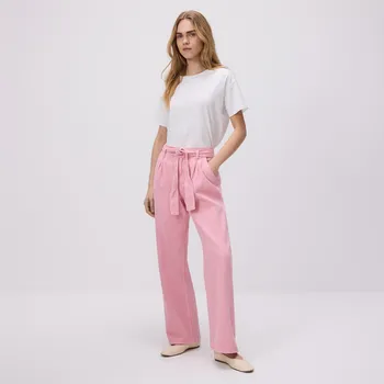 Dámské džíny Reserved - Džíny širokého střihu s vázáním - růžová - 489EN-30J - 489EN-30J-36