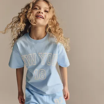 Dívčí tričko Reserved - Krátké tričko s potiskem - bleděmodrá - 841GB-05X - 841GB-05X-164