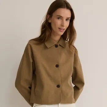 Dámský kabát Reserved - Zkrácená bunda z umělého semiše - béžová - YT716-08X - YT716-08X-L