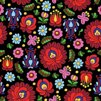 Imitace bavlny maďarská výšivka černá