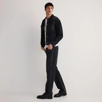 Pánské džíny Reserved - Rovné džíny s cvočky - černý - YQ405-99J - YQ405-99J-29