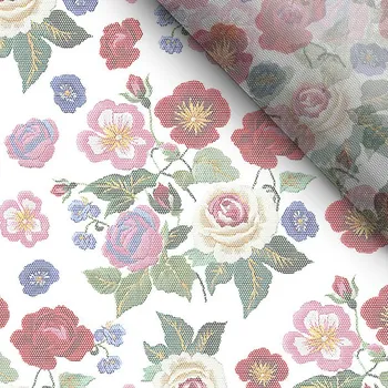 Měkký tyl výšivka květiny růže potisk