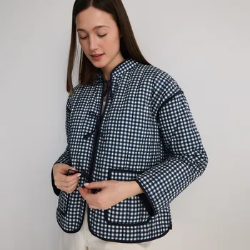 Dámský kabát Reserved - Bavlněná bunda s vázáním - vícebarevná - 883EH-MLC - 883EH-MLC-S