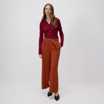 Reserved - Široké kalhoty s pukem - mandarinková - 129FG-23X - 129FG-23X-M