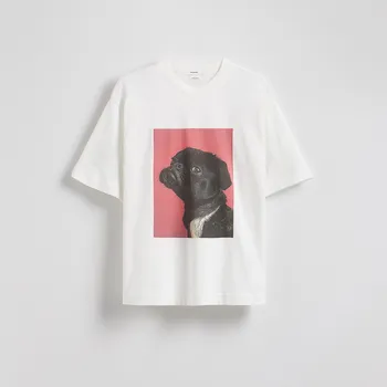 Dámské tričko Reserved - Oversize tričko s potiskem - bílá - 407FS-00X - 407FS-00X-L