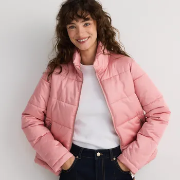 Reserved - Vatovaná bunda s&nbsp;límcem - pudrově růžová - 7929B-39X - 7929B-39X-M