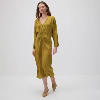 Dámské šaty Reserved - Maxi šaty s&nbsp;dekorativním řasením - světle olivová - 461EN-81X - 461EN-81X-XL