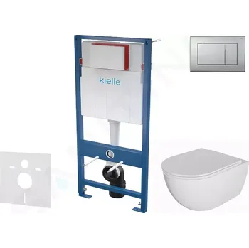 Klozet kielle Set předstěnové instalace, klozetu Oudee, sedátka softclose a tlačítka Gemini III, matný chrom 30505SS70