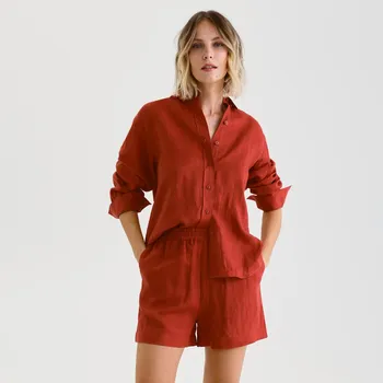 Reserved - Lněné šortky - měděná - 565EI-28X - 565EI-28X-XL