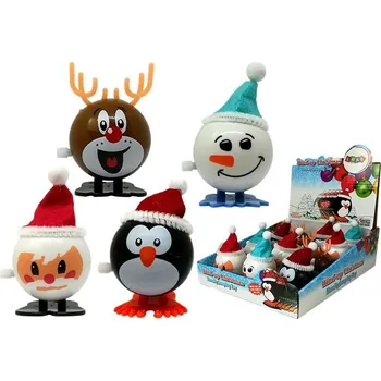 Figurka LEAN Toys Sada natahovacích vánočních hraček Penguin 12 kusů sob Sněhulák Santa Claus