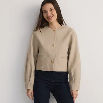 Dámský kabát Reserved - Bunda s vysokým podílem lnu - béžová - YH583-08X - YH583-08X-L