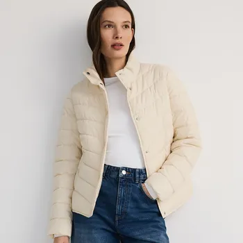 Dámský kabát Reserved - Prošívaná bunda s přírodním peřím - tělová - ZR675-02X - ZR675-02X-XXL