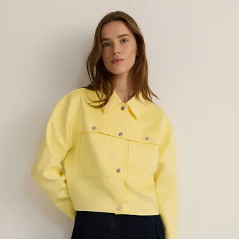 Dámský kabát Reserved - Bunda s límcem - světle žlutá - 478DR-10X - 478DR-10X-S