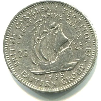 BRITSKÁ VÝCHODOKARIBSKÁ TERITORIA. 25 cents 1965.