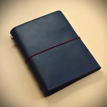 Zápisník Kožený zápisník trojdílný s vnitřními kapsami modrý