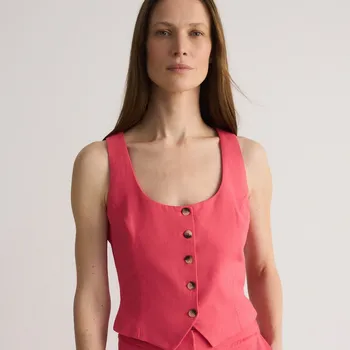 Reserved - Vypasovaná vesta s lnem - ostře červená - 284CZ-29X - 284CZ-29X-XL