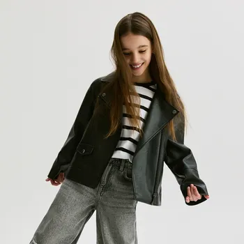 Dívčí bunda Reserved - Koženková bunda biker - černý - 515CV-99X - 515CV-99X-164