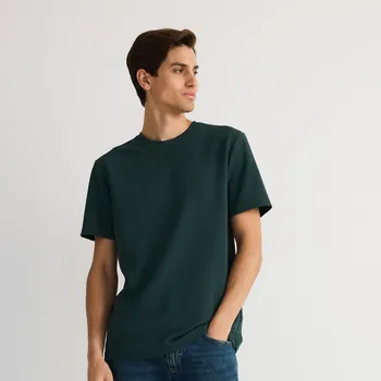 Pánské oblečení Reserved - Hladké tričko regular fit - ocelově zelená - 742EF-96X - 742EF-96X-XL