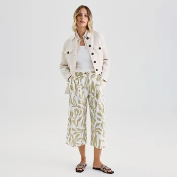 Reserved - Kalhoty culottes s&nbsp;příměsí lnu - vícebarevná - 690AC-MLC - 690AC-MLC-XL
