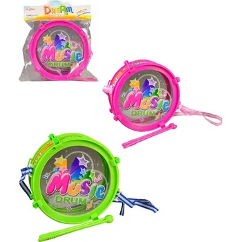 Hudební nástroj pro děti HRAČKY Bubínek dětský plastový 20cm v sáčku 2 barvy *HUDEBNÍ NÁSTROJE*