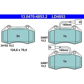 Brzdová destička Sada brzdových destiček, kotoučová brzda ATE 13.0470-4853.2