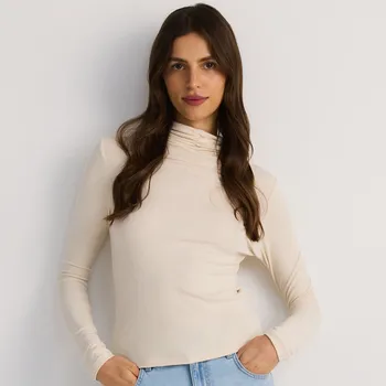 Dámský svetr Reserved - Polorolák z viskózy - tělová - 370FS-02X - 370FS-02X-XL