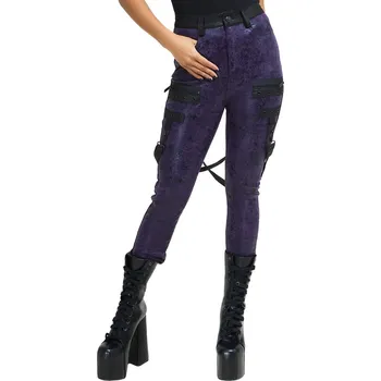 kalhoty dámské KILLSTAR - Asmodea - Black/Purple - XXL