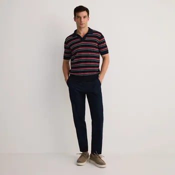 Pánské kalhoty Reserved - Kalhoty jogger se lnem - tmavomodrá - 157EG-59X - 157EG-59X-L