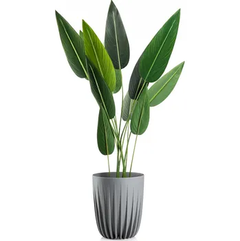 Květináč PLASTOVÝ KVĚTINÁČ STRIPPED 30X35,5 CM ŠEDÁ