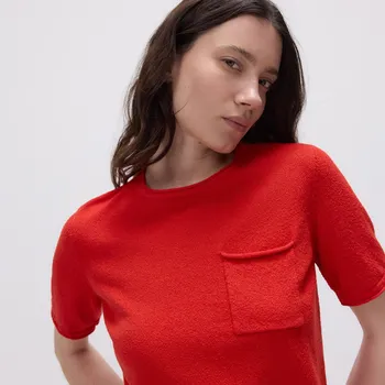 Dámský svetr Reserved - Žerzejový top s kapsou - červená - YT307-33X - YT307-33X-S