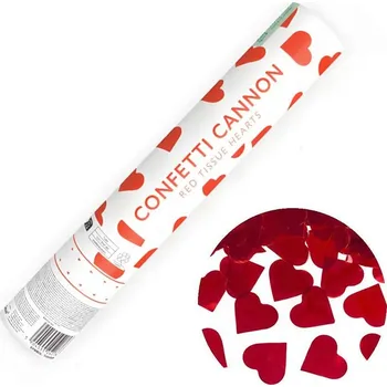 Konfeta PartyDeco Vystřelovací konfety červená srdíčka 28 cm