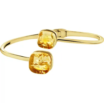 Náramek Stříbrný náramek s jantarem - čtverce - AP541-5762