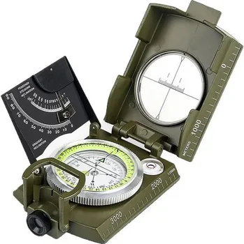 DRAGOWA Tactical Skládací vodotěsný kovový kompas s pouzdrem Wally, zelený