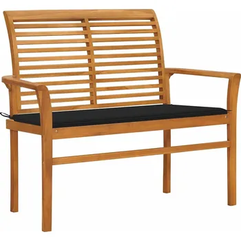 Zahradní lavice vidaXL Zahradní lavice s poduškou 112 cm masivní teak [3062657] Barva: Černá