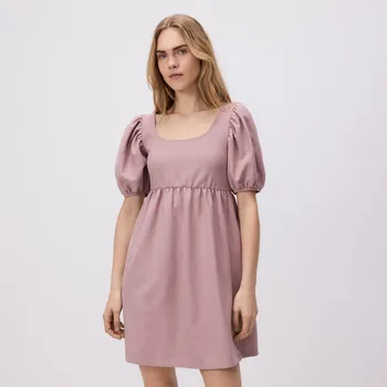 Dámské šaty Reserved - Hladké mini šaty - pudrově růžová - 516EN-39X - 516EN-39X-M