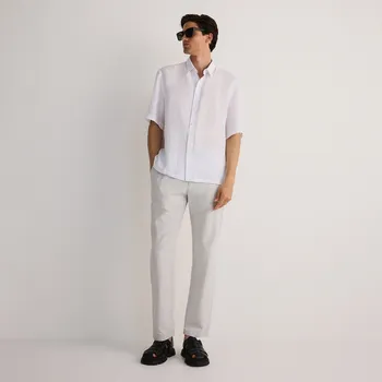 Pánské kalhoty Reserved - Kalhoty chino regular s příměsí lnu - světle šedá - 5542L-09M - 5542L-09M-32-3