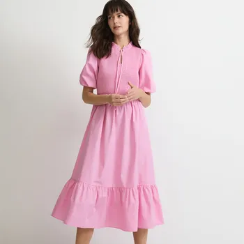 Dámské šaty Reserved - Bavlněné šaty s&nbsp;ozdobným vázáním - růžová - 940GQ-30X - 940GQ-30X-XS