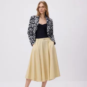 Dámská sukně Reserved - Midi sukně s vysokým podílem bavlny - světle žlutá - 511EN-10X - 511EN-10X-L