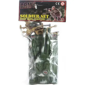 Figurka Vojenská army sada figurky vojáci + tank 18cm v sáčku plast