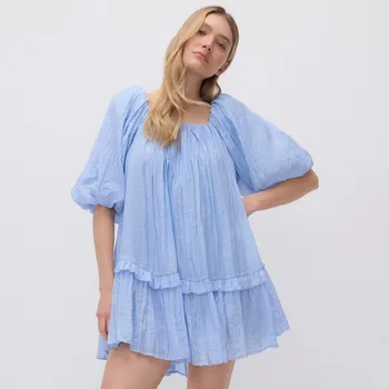 Dámské šaty Reserved - Mini šaty s příměsí modalu - světle modrá - 504FB-50X - 504FB-50X-XS