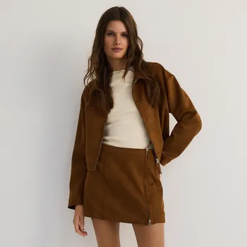 Dámská sukně Reserved - Mini sukně z umělého semiše - béžová - XD197-80X - XD197-80X-M