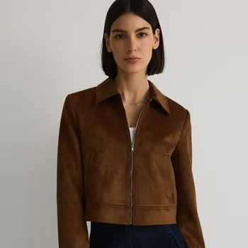 Dámský kabát Reserved - Bunda z umělého semiše - zlatavá hnědá - YT234-82X - YT234-82X-XL