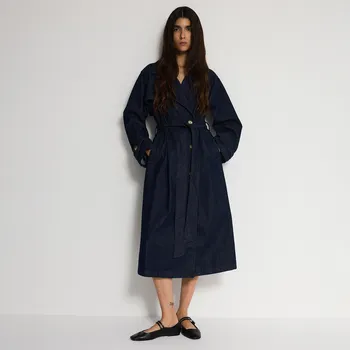 Dámský kabát Reserved - Džínový trenčkot - tmavomodrá - 445EN-59J - 445EN-59J-M