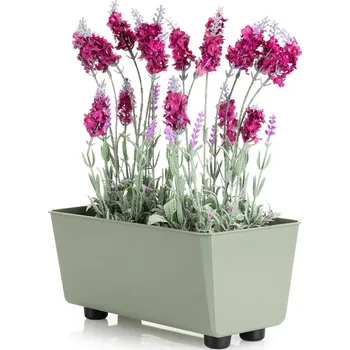 Květináč PLASTOVÝ KVĚTINÁČ SALVIA 28,5X17 CM ZELENÁ