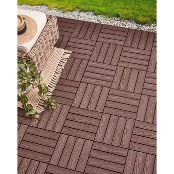 Venkovní dlažba Venkovní podlaha hnědá WPC kompozitní palubní dlaždice zámkové desky do každého počasí Beliani
